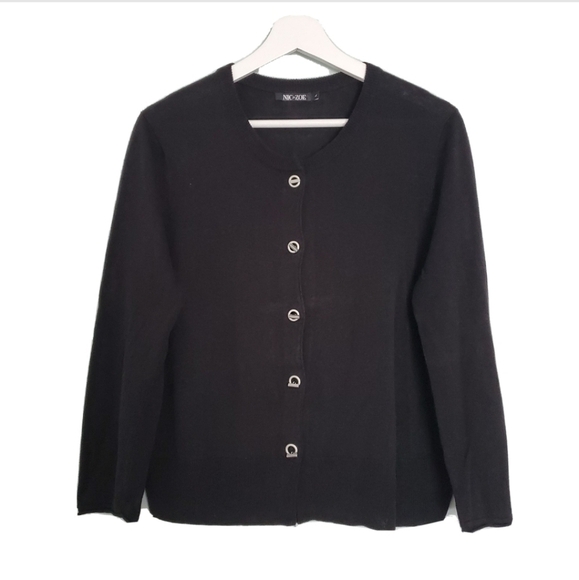 Nic+Zoe Toggle Cardigan Sweater Black - Picture 2 of 6